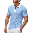 thumbnail image 1 of Men's Short Sleeve Zipper Down Collar Shirt - Gradient Print, Polyester Material, Perfect for Business, Casual & Summer, 1 of 6