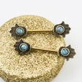 thumbnail image 5 of Pair of Nipple Barbells with Hamsa Hand Design and Turquoise Stone 14g, 5 of 9