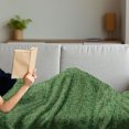 thumbnail image 3 of Abstract Green Soft Flannel Fleece Throw Blanket, Futuristic Grid Pattern of Lines with Dotted Ends, Cozy Plush for Indoor and Outdoor Use, 50" x 60", Hunter Green Pale Green, by Ambesonne, 3 of 5