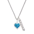 thumbnail image 1 of Delight Jewelry Silvertone Hot Blue Giraffe Print Heart Silvertone Be Strong and Courageous Bar Charm Necklace, 23", 1 of 4