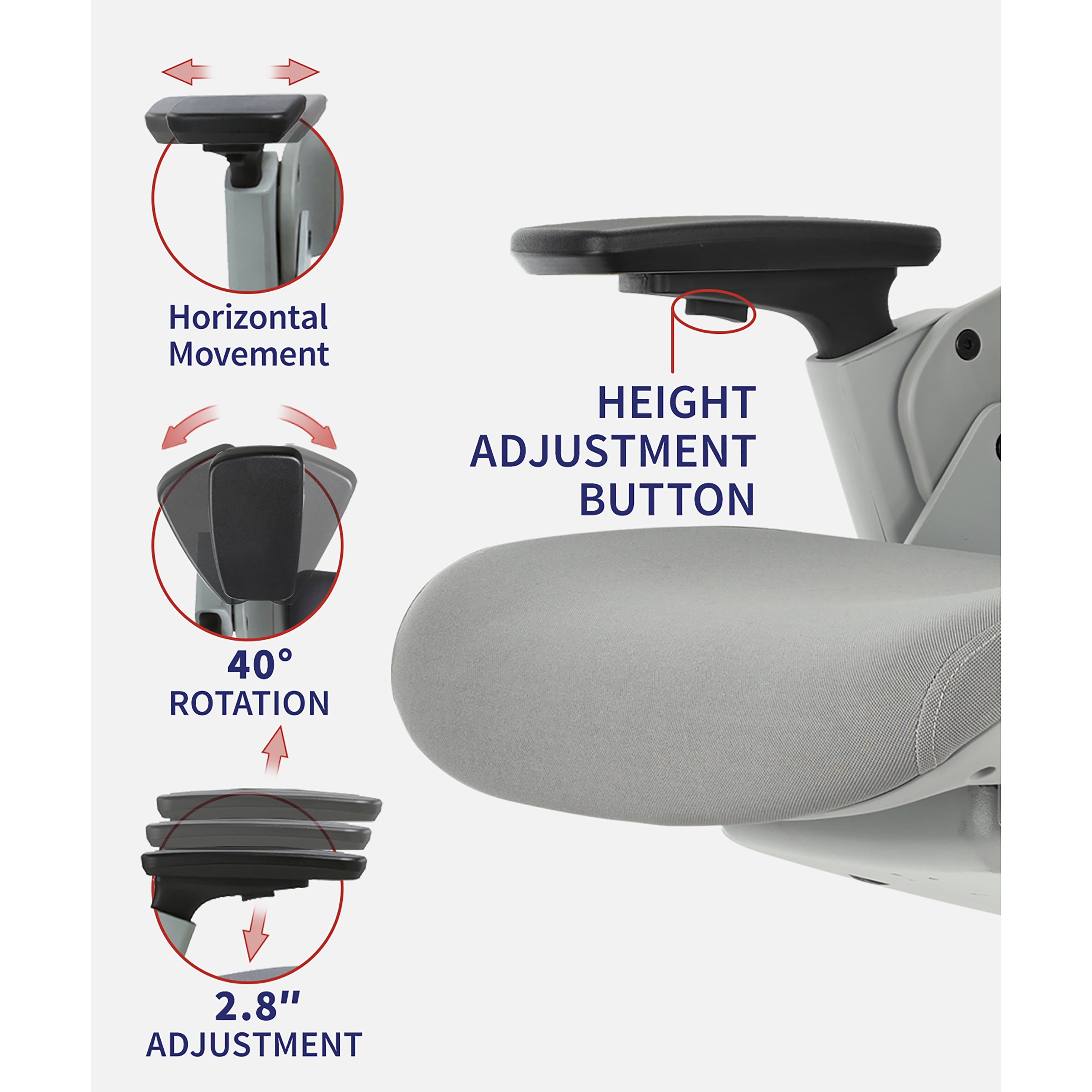 Furniture of America Inek Ergonomic Office Chair, Gray and White