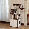 thumbnail image 3 of Wood Cat Scratcher Luxury Cat Tree Condo Kitten Nest Climbing Tower with Scratching Post Cat Toys Playing Platform House ShopWise Round, 3 of 18