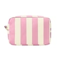 thumbnail image 2 of AUNVITO Striped Makeup Bag 8 x 5 x 3 Inches, Cosmetic Pouch with Zipper, Travel Toiletry Organizer, Durable Canvas Material, Cute Pattern for Women Girls, 2 of 6