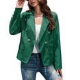 thumbnail image 1 of Chaquetas de oficina para mujer, estampado a cuadros, manga larga, cuello vuelto, elegante abrigo de traje para primavera y otoño, verde S, 1 of 6