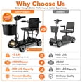 thumbnail image 3 of SACVON Ultra Lightweight Folding Mobility Scooter for Seniors, 43 LBS Portable Electric Scooter with Aluminum Frame, 270W, 15 Mile Range, 300 LBS Capacity, Black, 3 of 18