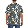 thumbnail image 5 of Balery Flowers and Bee Men's Casual Button Down Shirt Short Sleeve Textured Summer Cuban Beach Shirts-Large, 5 of 7