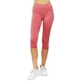 thumbnail image 3 of Juniors Active Stretch Capri Length Yoga Workout Leggings with Wide Wastband (Pink, S), 3 of 5