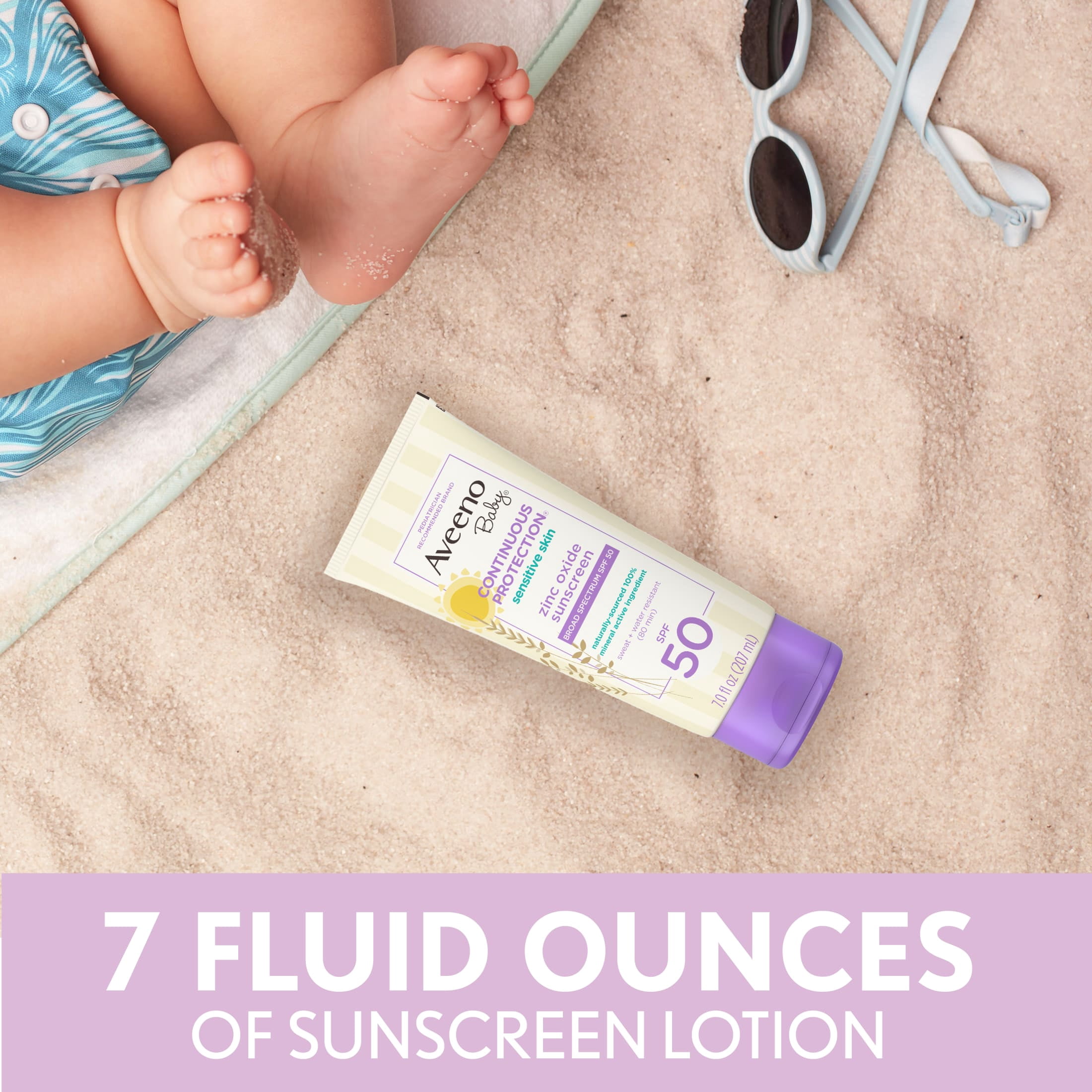 Aveeno Baby Continuous Protection Mineral Sunscreen, SPF 50, 7 fl. oz