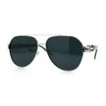 thumbnail image 5 of Mens Polarized Luxury Metal Tear Drop Shape Officer Double Bridge Sunglasses Silver - Black, 5 of 8