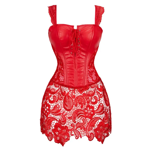 Corsé gótico Steampunk para mujer, vestido con cordones y cremallera en la espalda, corpiño de piel sintética Punk, lencería de talla grande