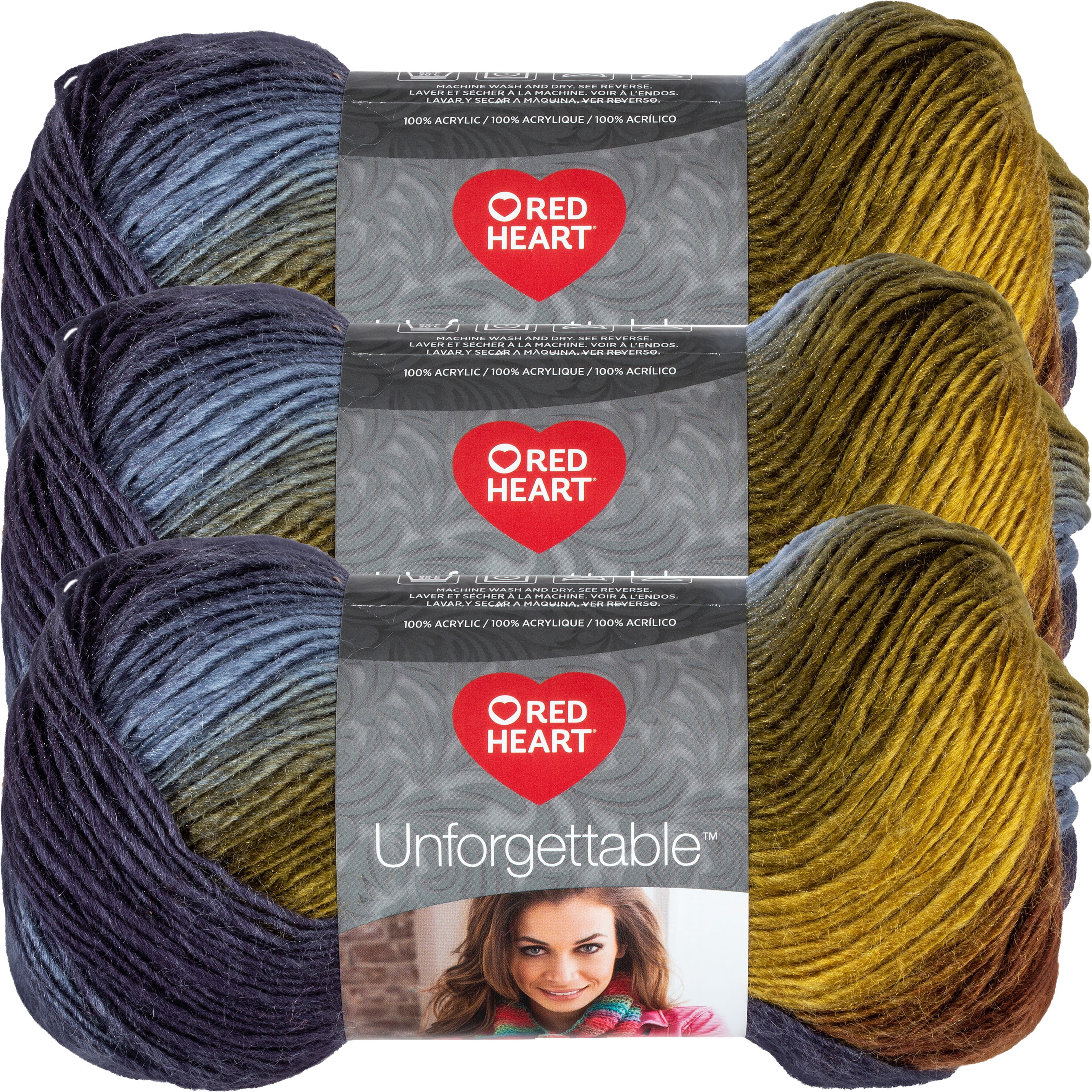 Red Heart Boutique Unforgettable Woodlands Yarn - 3 Pack of 100g/3.5oz - Acrylic - 4 Medium (Worsted) - 270 Yards - Knitting/Crochet