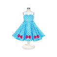 thumbnail image 2 of Robe Fille Bleue à Pois Vintage Rouge Nœud Papillon Sans Manches Quotidienne 6 Ans, 2 of 7