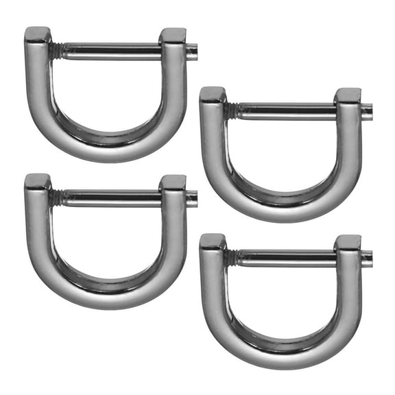 Uxcell 9/16" D-Rings Screw in Shackle, 4 Pcs Horseshoe U Shape D Ring Zinc Alloy Buckles for Purse Keychain, Black