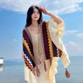 thumbnail image 5 of Poncho de punto para mujer, cárdigan de punto con flecos para otoño e invierno, manta navideña, bufanda, regalos, 5 of 5
