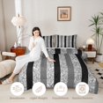 thumbnail image 3 of Homewish Geometric Stripe Twin Comforter Sets, Glitter Sequin Bling Print Bedding Set, Black Gray, Black Reversible, 2pcs 1 Comforter and 1 Pillowcase, 3 of 6