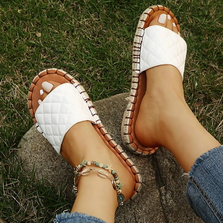 

Rdeuod Slippers For Women Womens Slippers New Style Daily Fashion Casual Baotou Mesh Round Head Women S Wedge Slippers Cow Slippers