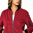 thumbnail image 3 of QQNHM Womens Corduroy Bomber Jacket Full Zipper Long Sleeve Lightweight Coat Fall Casual Baseball Outerwear, 3 of 6
