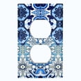 thumbnail image 2 of Metal Light Switch Plate Cover Elegant Blue Teal White Tile Pattern TIL016, 2 of 13