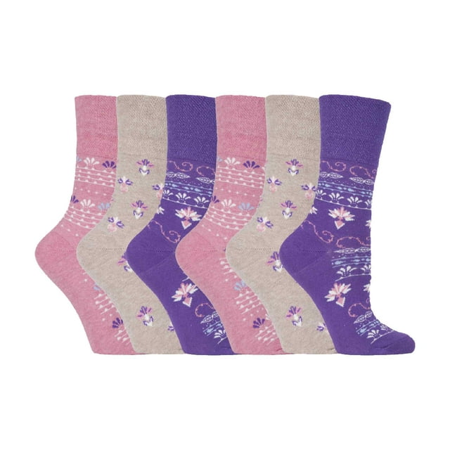 Gentle Grip - 6 Paires Chaussettes pour Femmes Gentle Grip Sans Élastique, Hauteur Mi-Mollet