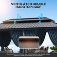 thumbnail image 3 of HOTEEL 12' x 20' Hardtop Gazebo, Heavy Duty Galvanized Steel Double Roof, Permanent Design, with Net and Curtain, Aluminum Frame, Suitable for Patio, Backyard, Deck and Lawn (Black), 3 of 9