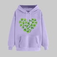 thumbnail image 2 of Plebaso Sweatshirts à Capuche pour Femmes pour la Saint-Patrick, Manches Longues, Imprimé Trèfle, 2 of 5