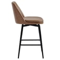 thumbnail image 4 of CHITA 27 inch Counter Height Swivel Bar Stools Low Back Set of 3, Metal Base, Faux Leather in Saddle Brown, 4 of 9