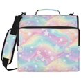 thumbnail image 2 of Zipper Binder with Shoulder Strap 2 inch 3 Ring Waterproof File Folder Organizer Bag 500 Sheet Cute Pastel Rainbow Background, 2 of 8