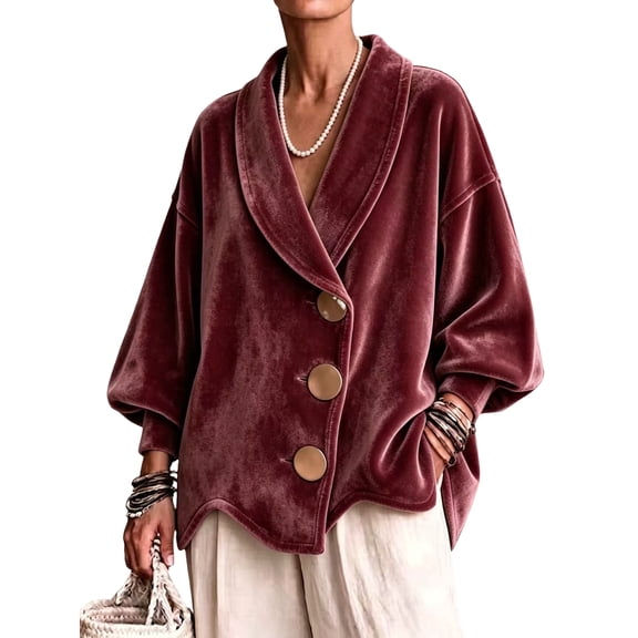 Jackets for Women Long Sleeve Velvet Cardigan Oversized Casual Outerwear for Spring Fall Winter, XL