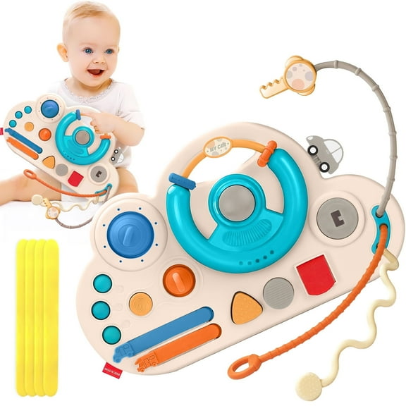 Hot Bee Baby Car Busy Board, Montessori Sensory Toys for Babies 18 Month , Travel Educational Pull String Toys for Toddlers, Learning Toy Christmas Gifts for Boys Girls 2 3 4 5 