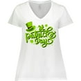 thumbnail image 3 of Inktastic St. Patrick's Day Hand Lettering with Green Top Hat Women's Plus Size V-Neck T-Shirt, 3 of 5