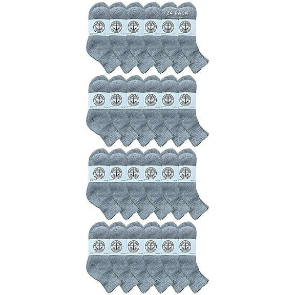 24 Pairs Of Yacht & Smith Wholesale Bulk Womens Mid Ankle Socks, Cotton Sport Athletic Socks - Size 9-11 (Gray)