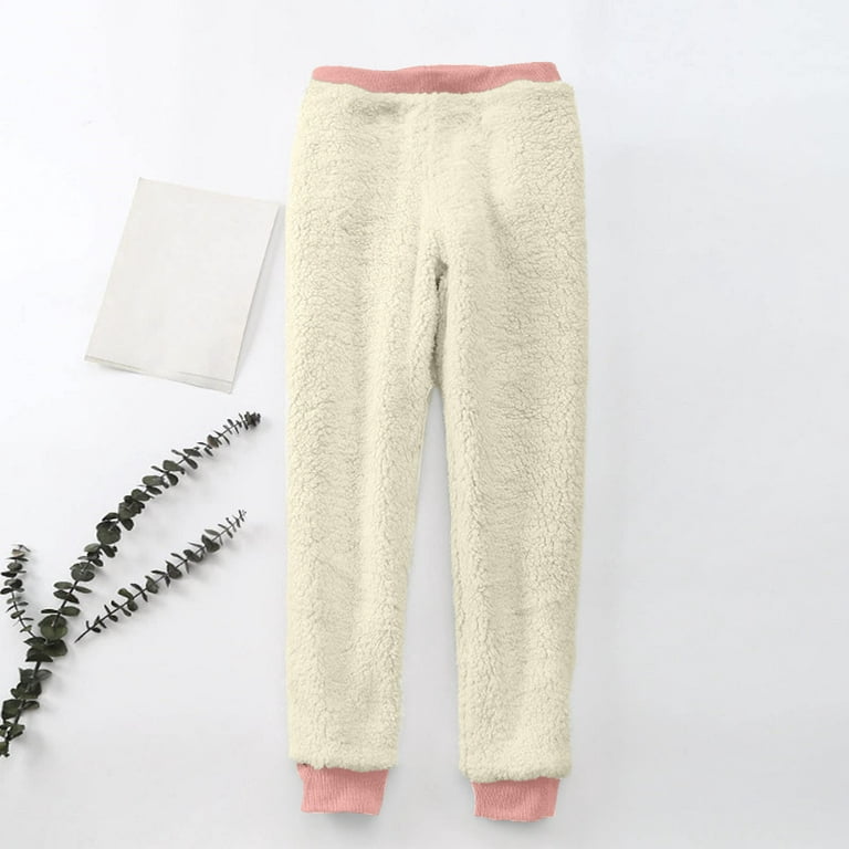 Yyeselk Fleece Lined Pants Women Sweatpants with Pockets Thicked Fall  Winter Trendy Dog Paw Heart Printed Comfy Casual Drawstring Waist Warm Long
