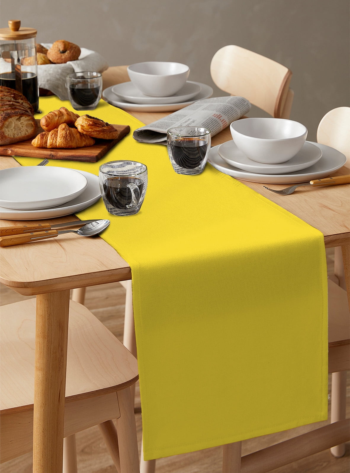 Yellow Table Runner Pure Yellow Tablerunners 14 x 72 Inch, Table Decorations Tabletop Scarf for Summer Gathering Holiday Farmhouse Kitchen Dining Decor
