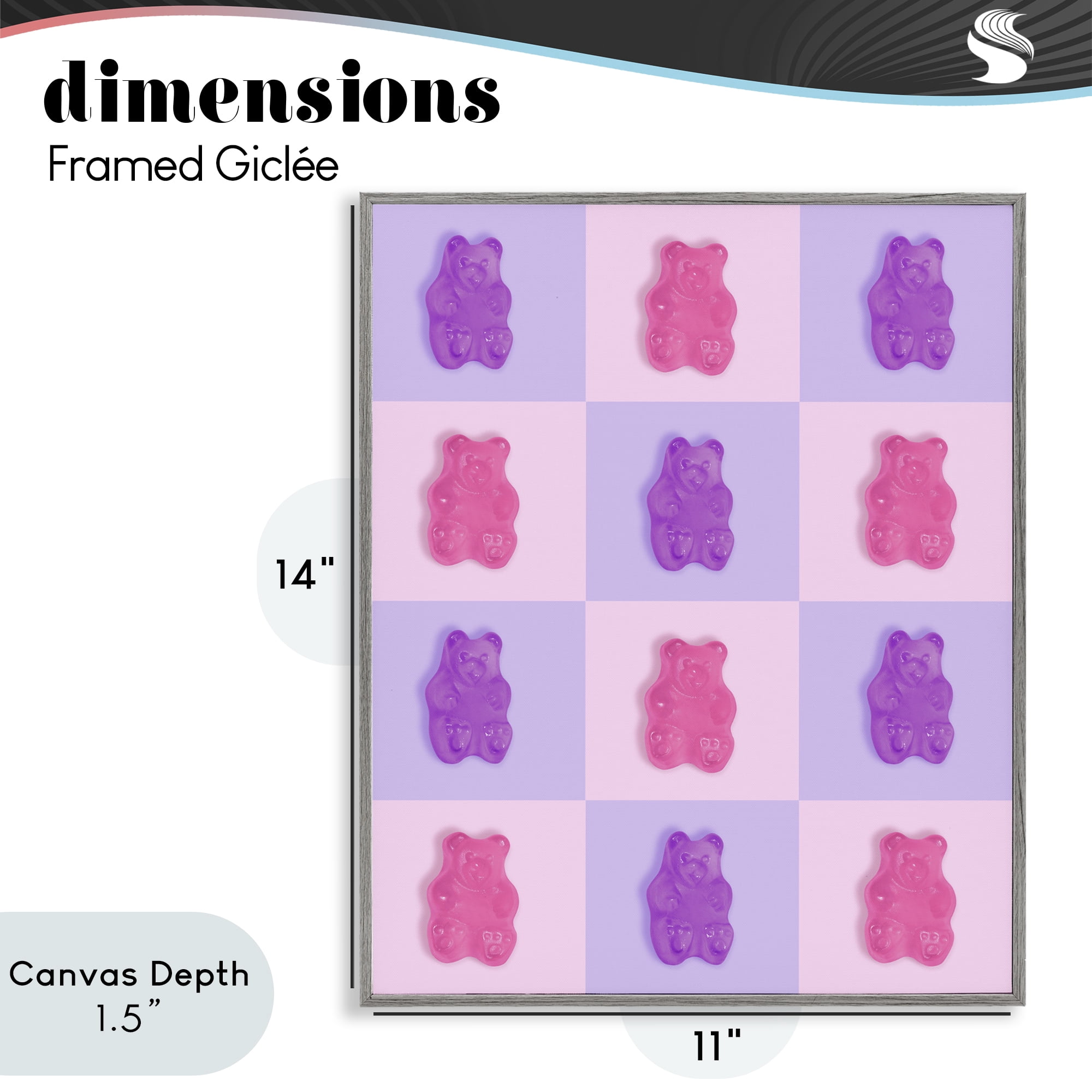 Stupell Industries Pink & Lilac Candy Bears Gray Framed Giclee Art, design by LISH Creative