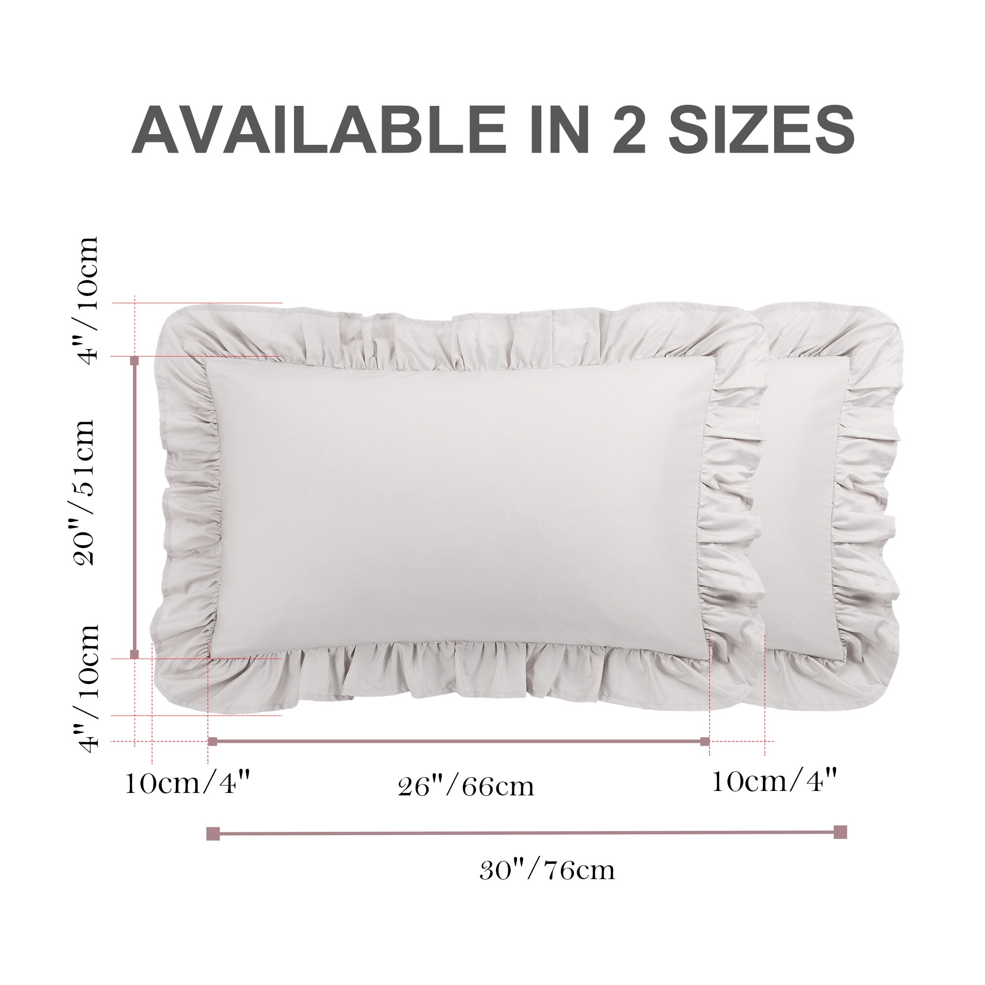 Unique Bargains 2 Pcs 100% Cotton Envelope Closure Ruffled Pillowcases Isabelline Standard
