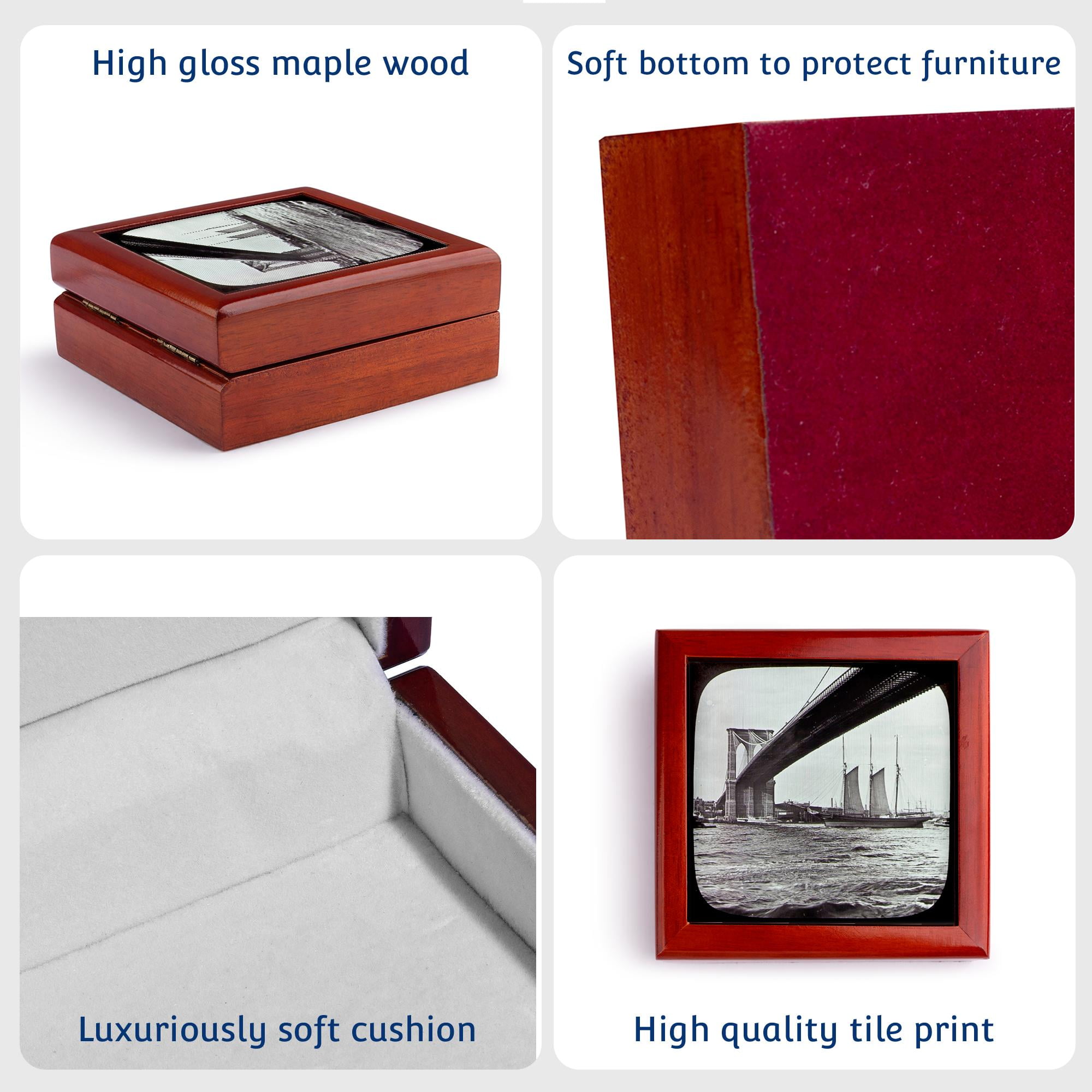 3dRose, Brooklyn Bridge with Sailboat East River New York City Glass Slide, Jewelry Box 5.5x5.5 inch with 4 inch tile