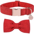 thumbnail image 2 of DOGWONG Collar de perro de algodón de cáñamo con lazo, collar rojo navideño para mascotas, collar ajustable duradero para perros pequeños, medianos y grandes, 2 of 4