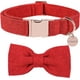 thumbnail image 2 of DOGWONG Collar de perro de algodón de cáñamo con lazo, collar rojo navideño para mascotas, collar ajustable duradero para perros pequeños, medianos y grandes, 2 of 4