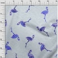 thumbnail image 3 of oneOone Silk Tabby Medium Blue Fabric Tropical Bird-Flamingo With Texture Sewing Material Print Fabric By The Yard 42 Inch Wide, 3 of 4