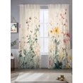 thumbnail image 2 of Watercolor Spring Floral Sheer Curtains 96 Inch Length 2 Panels Set, Vintage Flowers Botanical Voile Window Treatment Semi Sheer Long Curtains Drapes for Bedroom/Living Room/Kitchen 52"x96"x2, 2 of 7