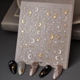 thumbnail image 2 of Adhesivos para uñas LIDUNANWU Moon Star 5D en oro blanco estampado, 2 of 7