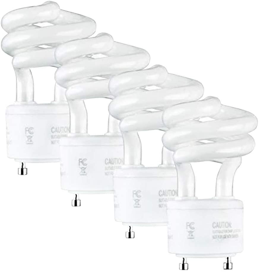 Gu24 CFL Light Bulbs JACKYLED 4-Pack UL T3 Spiral 13w Gu24 Base 120v 900lm Warm White 2700k Gu24 Fluorescent Light Bulbs Indoor Use 