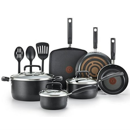 - T-fal C111SC Signature Nonstick Thermo-Spot Heat Indicator Cookware Set, 12-Piece, Black