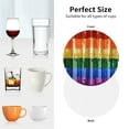 thumbnail image 6 of Gay Pride Rainbow Flag Set of 6 Faux Leather 4 Inch Coasters Drinks Tabletop Home Dinning Round Shape, 6 of 6
