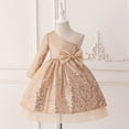 thumbnail image 5 of LYHaoo Girls Sequin Off Shoulder Party Dress Gown Tutu Formal Evening Gown For Birthday Celebration And，Girls Basic Dresses Sizes 7-8 Years Gold, 5 of 7