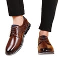 thumbnail image 3 of Rrunsv Men Dress Shoes Men’s Dress Shoes Leather Classic Oxford Formal Shoes for Men Brown,46, 3 of 5