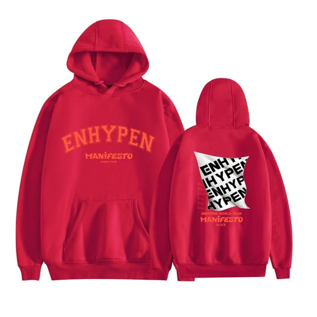 Enh-ypen Chandails à Capuche à Motif Double Face Chemises à Manches Longues pour Unisexe Chandail Ample Décontracté Hauts à Capuche