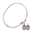 thumbnail image 2 of 5 3/4 inch Oval Eye Hook Bangle Bracelet w/ St. Sebastian / Rugby in Sterling Silver, 2 of 3