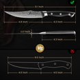thumbnail image 4 of CoquusAid Steak Knives Set of 6, 4.8 Inch Non Serrated Razor-Sharp Durable Dinner knives with Rest, German Stainless Steel Damasc, 4 of 8