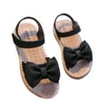 thumbnail image 2 of Piuwrlz Versatile Glitter Espadrilles Sandals for Little Girls Peep Toe Shoes Lace-Up New Bow Dress Flats Black Size 28, 2 of 4